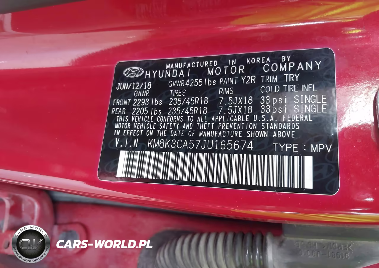 2018 Hyundai Kona Limited VIN:KM8K3CA57JU165674 - 9
