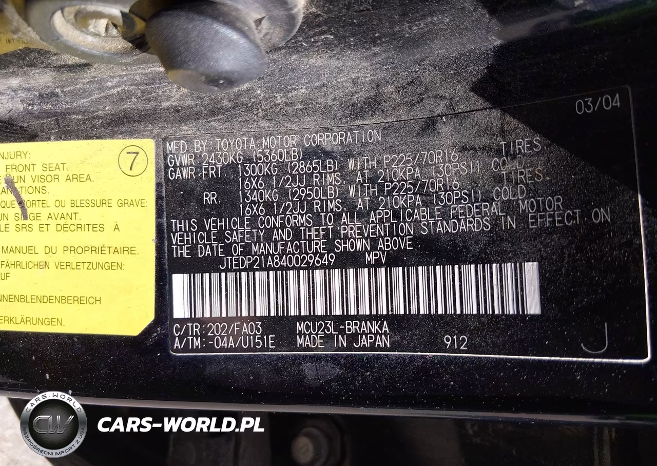 2004 Toyota Highlander V6 VIN:JTEDP21A840029649 - 9