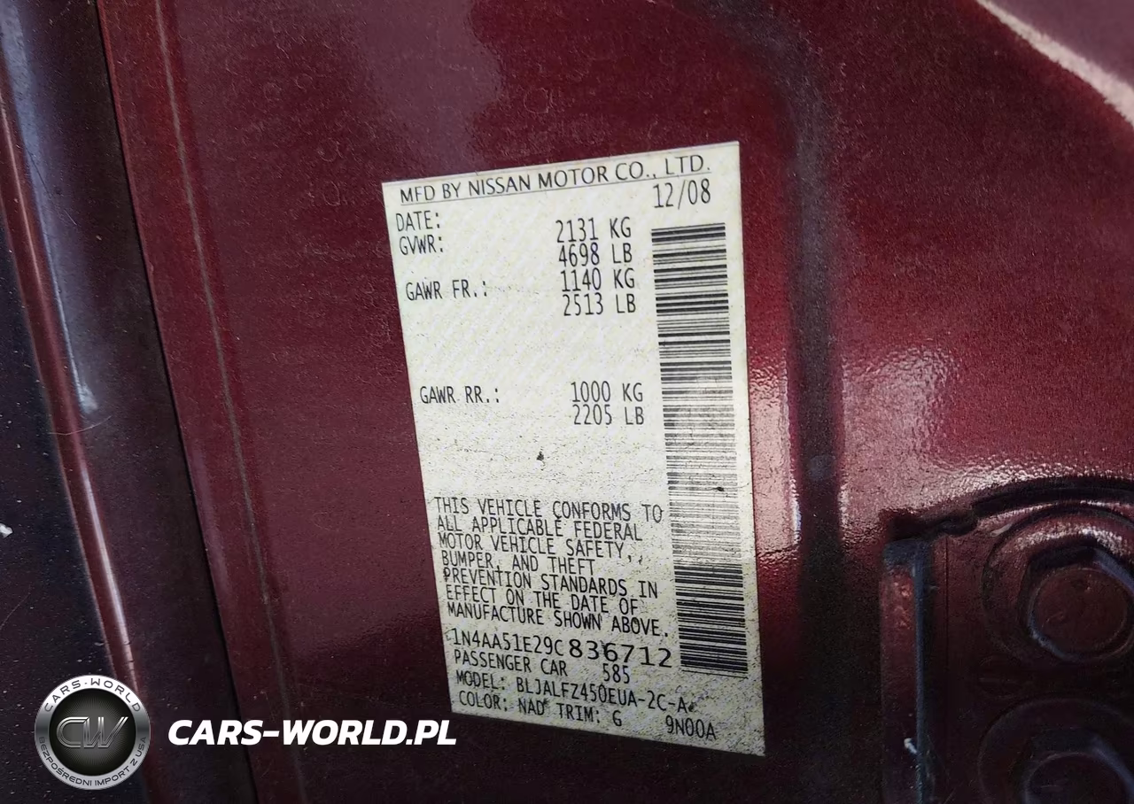 2009 Nissan Maxima 3.5 Sv VIN:1N4AA51E29C836712 - 9