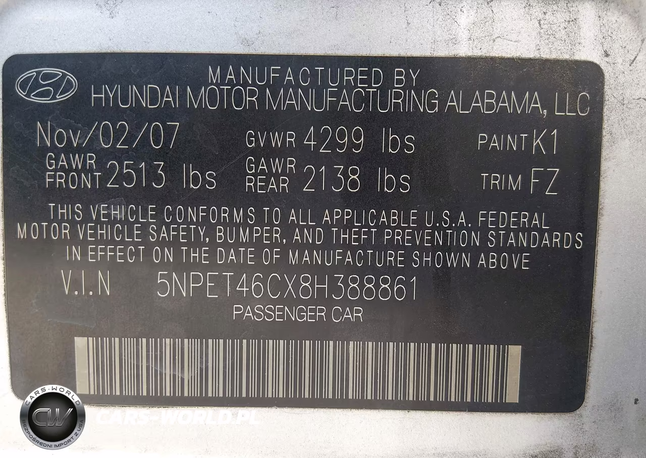 2008 Hyundai Sonata Gls VIN:5NPET46CX8H388861 - 9