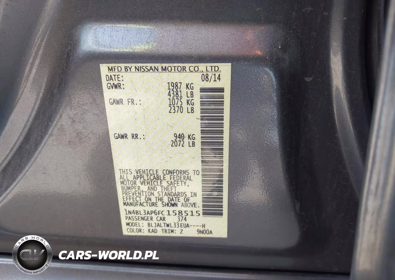 2015 Nissan Altima 3.5 Sl VIN:1N4BL3AP6FC158515 - 9