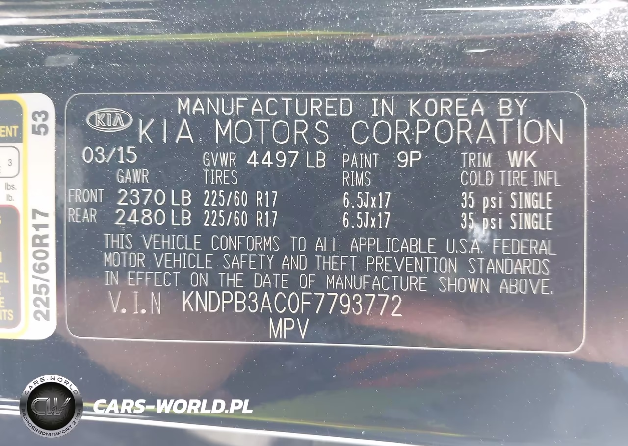 2015 Kia Sportage Lx VIN:KNDPB3AC0F7793772 - 9