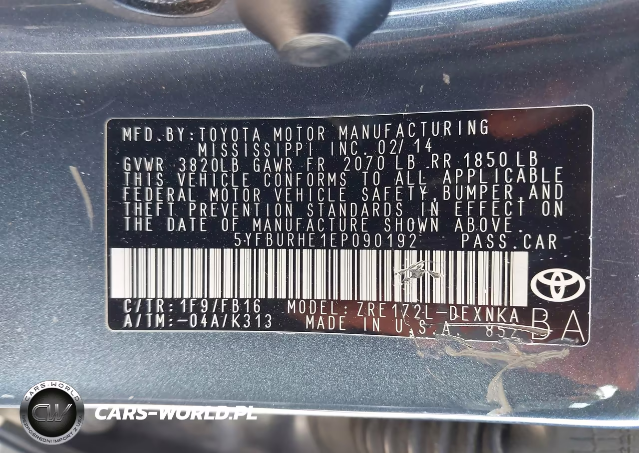 2014 Toyota Corolla Le VIN:5YFBURHE1EP090192 - 9