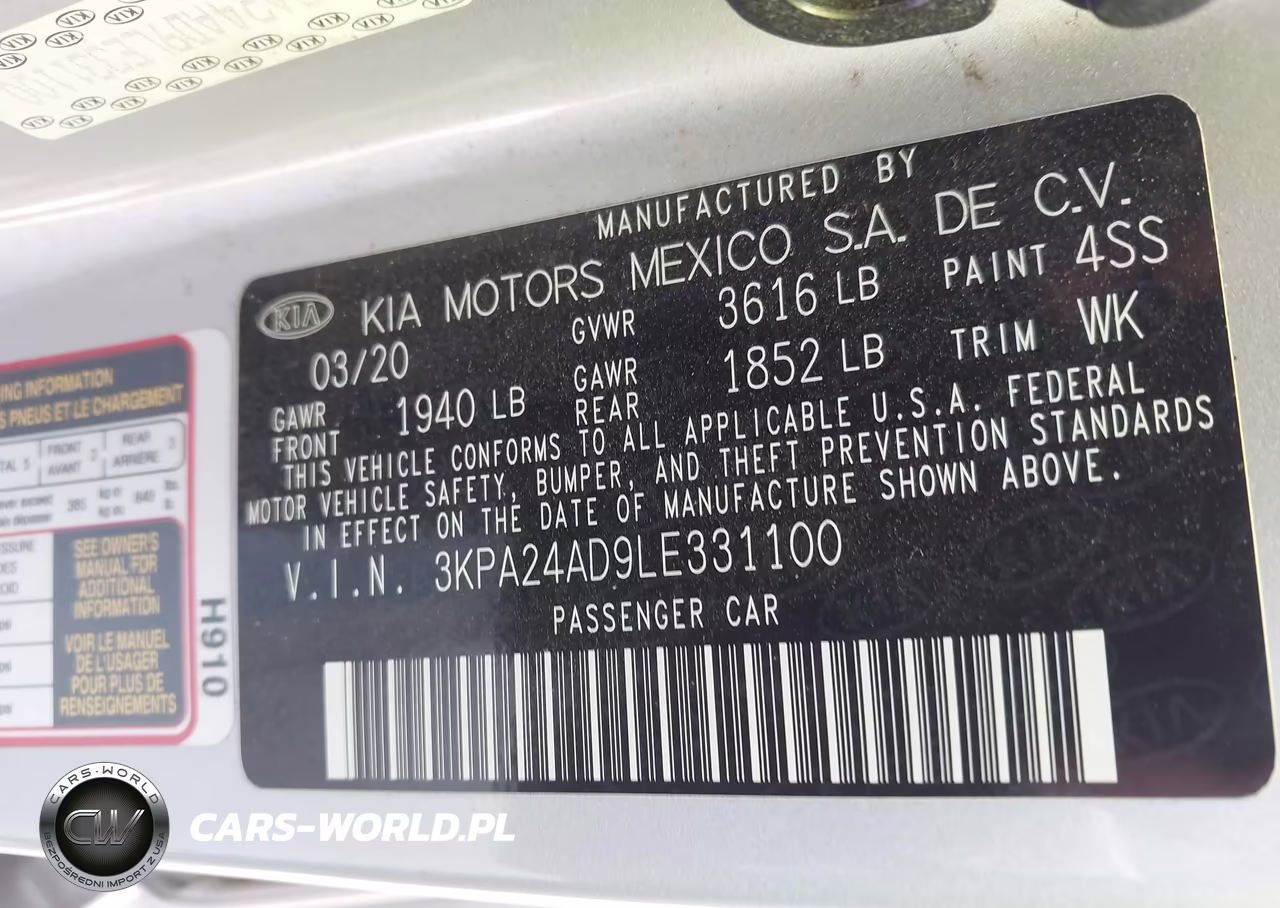 2020 Kia Rio Lx VIN:3KPA24AD9LE331100 - 9