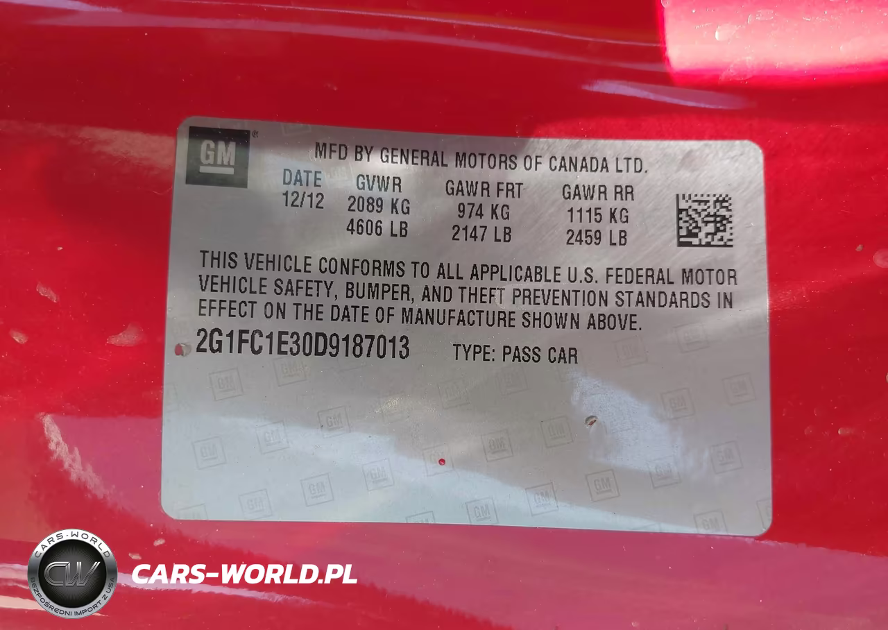 2013 Chevrolet Camaro 2Lt VIN:2G1FC1E30D9187013 - 9