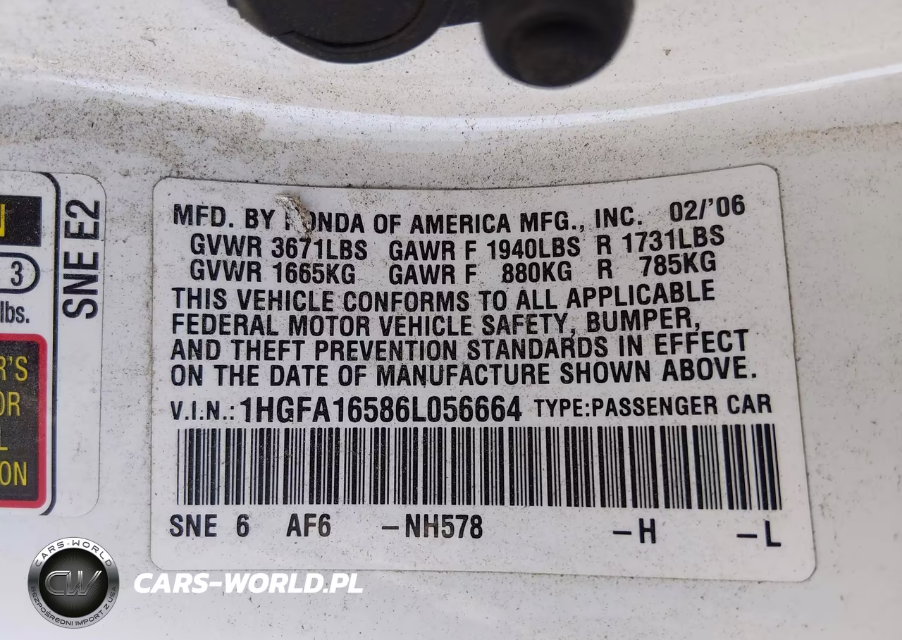 2006 Honda Civic Lx VIN:1HGFA16586L056664 - 9