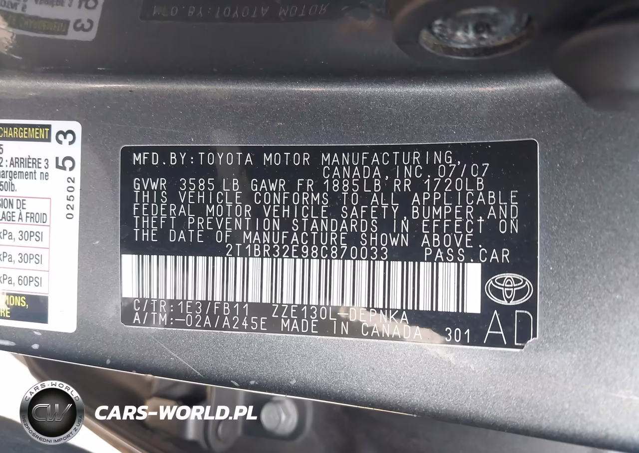 2008 Toyota Corolla Le VIN:2T1BR32E98C870033 - 9