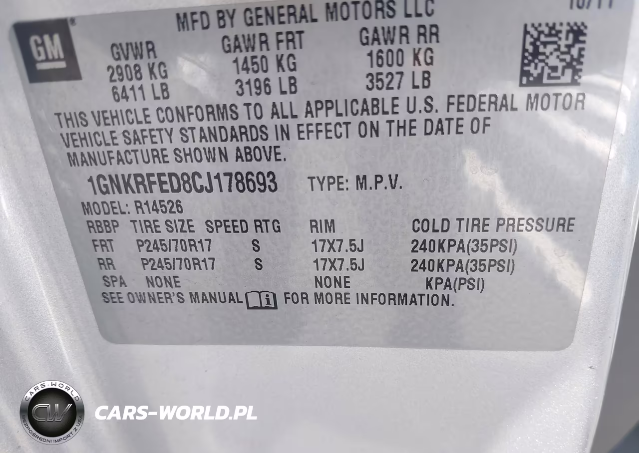 2012 Chevrolet Traverse Ls VIN:1GNKRFED8CJ178693 - 9