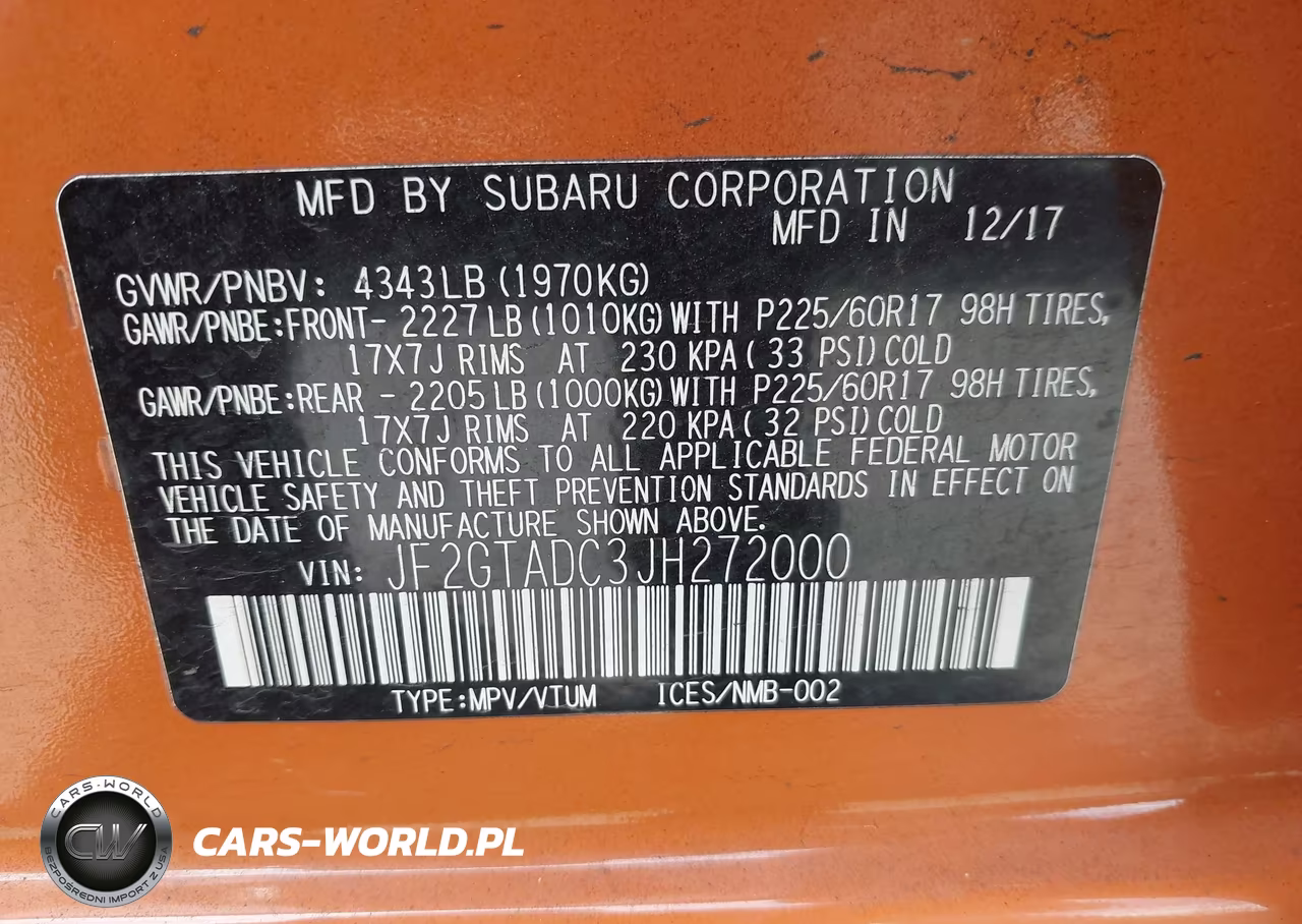 2018 Subaru Crosstrek 2.0I Premium VIN:JF2GTADC3JH272000 - 9