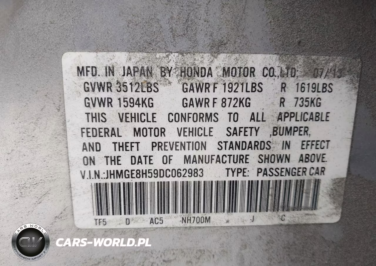 2013 Honda Fit Sport VIN:JHMGE8H59DC062983 - 9