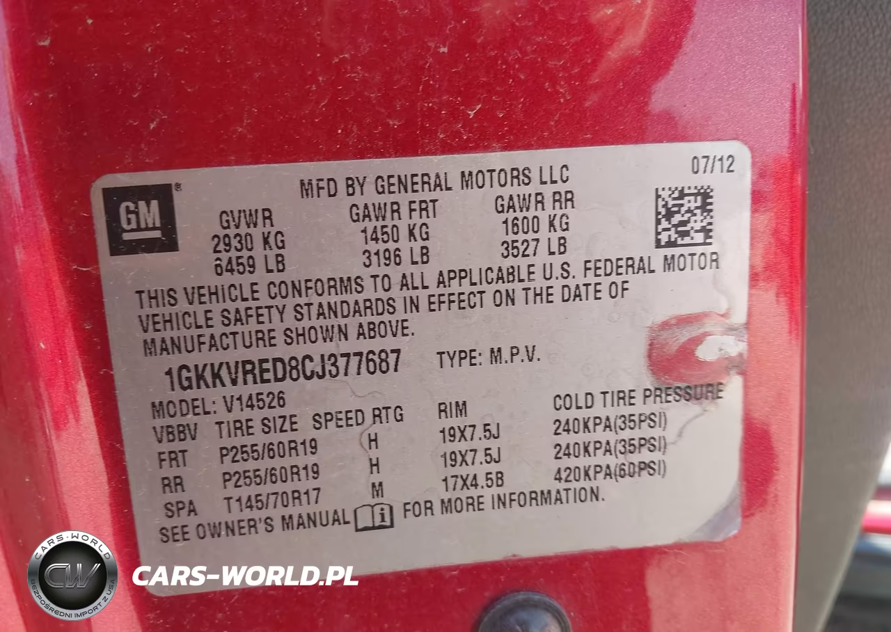 2012 GMC Acadia Slt-1 VIN:1GKKVRED8CJ377687 - 9