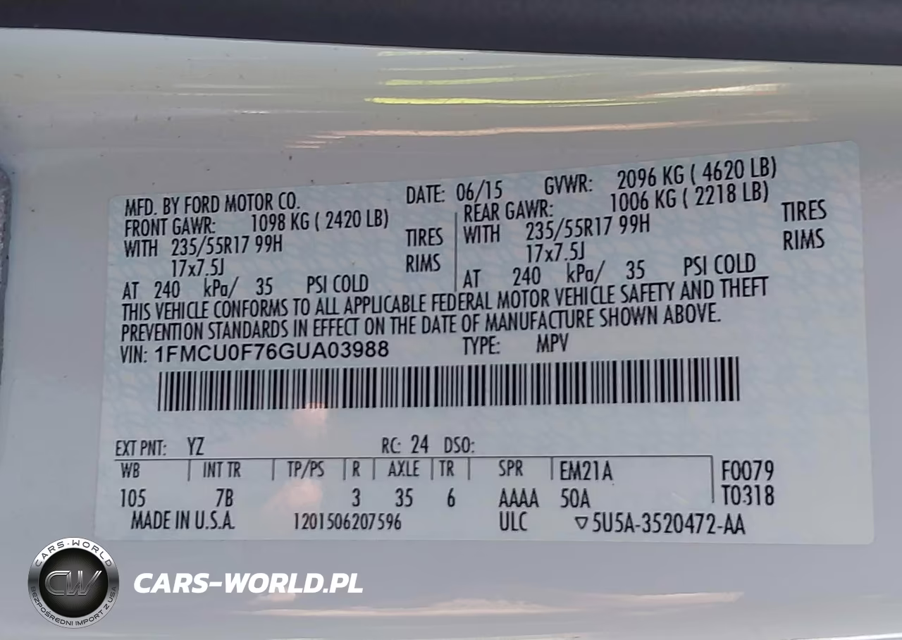 2016 Ford Escape S VIN:1FMCU0F76GUA03988 - 9