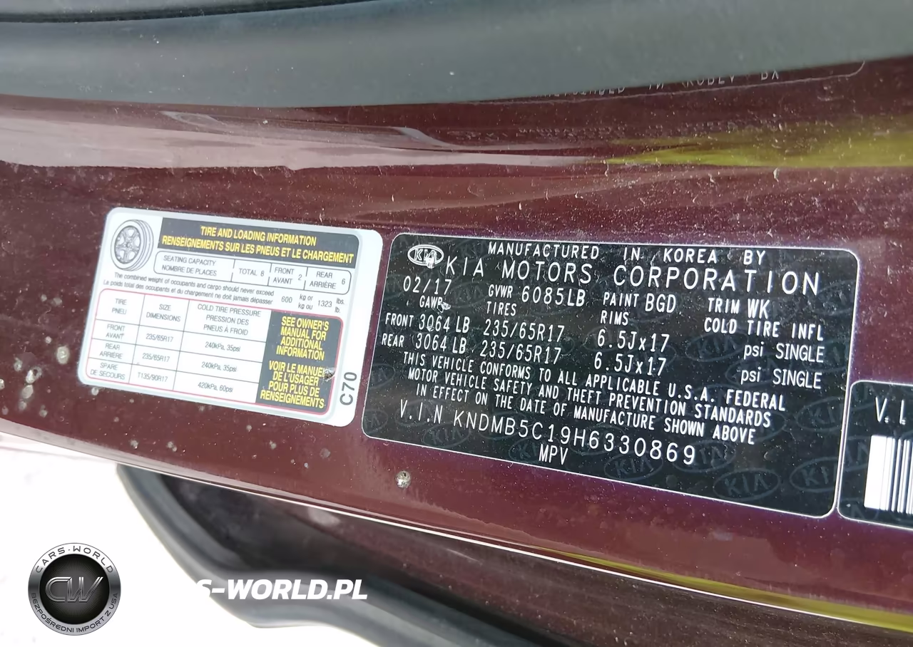 2017 Kia Sedona Lx VIN:KNDMB5C19H6330869 - 9