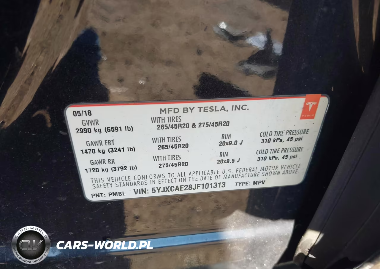 2018 Tesla Model X 100D-75D-P100D VIN:5YJXCAE28JF101313 - 9