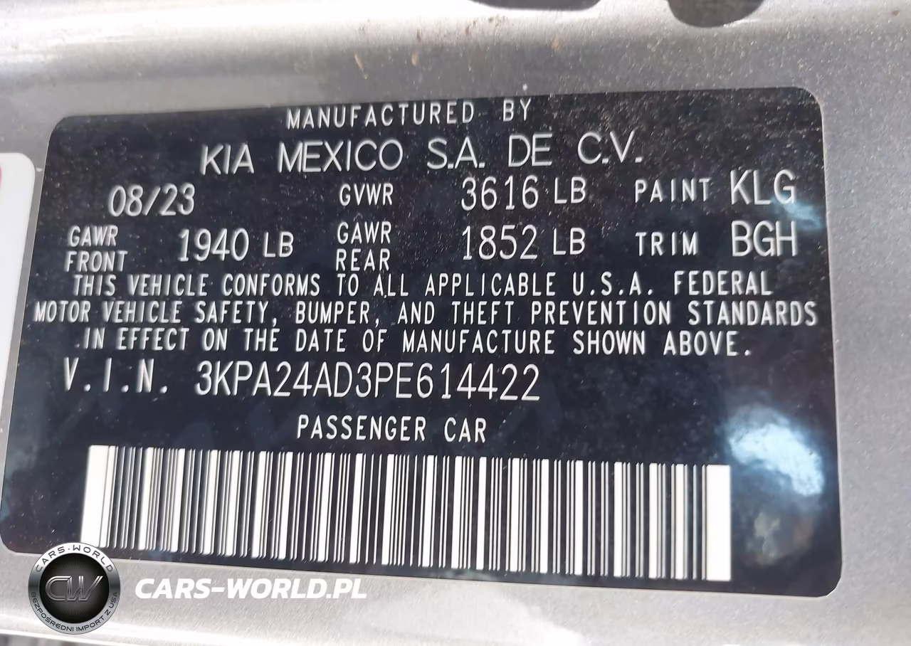 2023 Kia Rio S VIN:3KPA24AD3PE614422 - 9