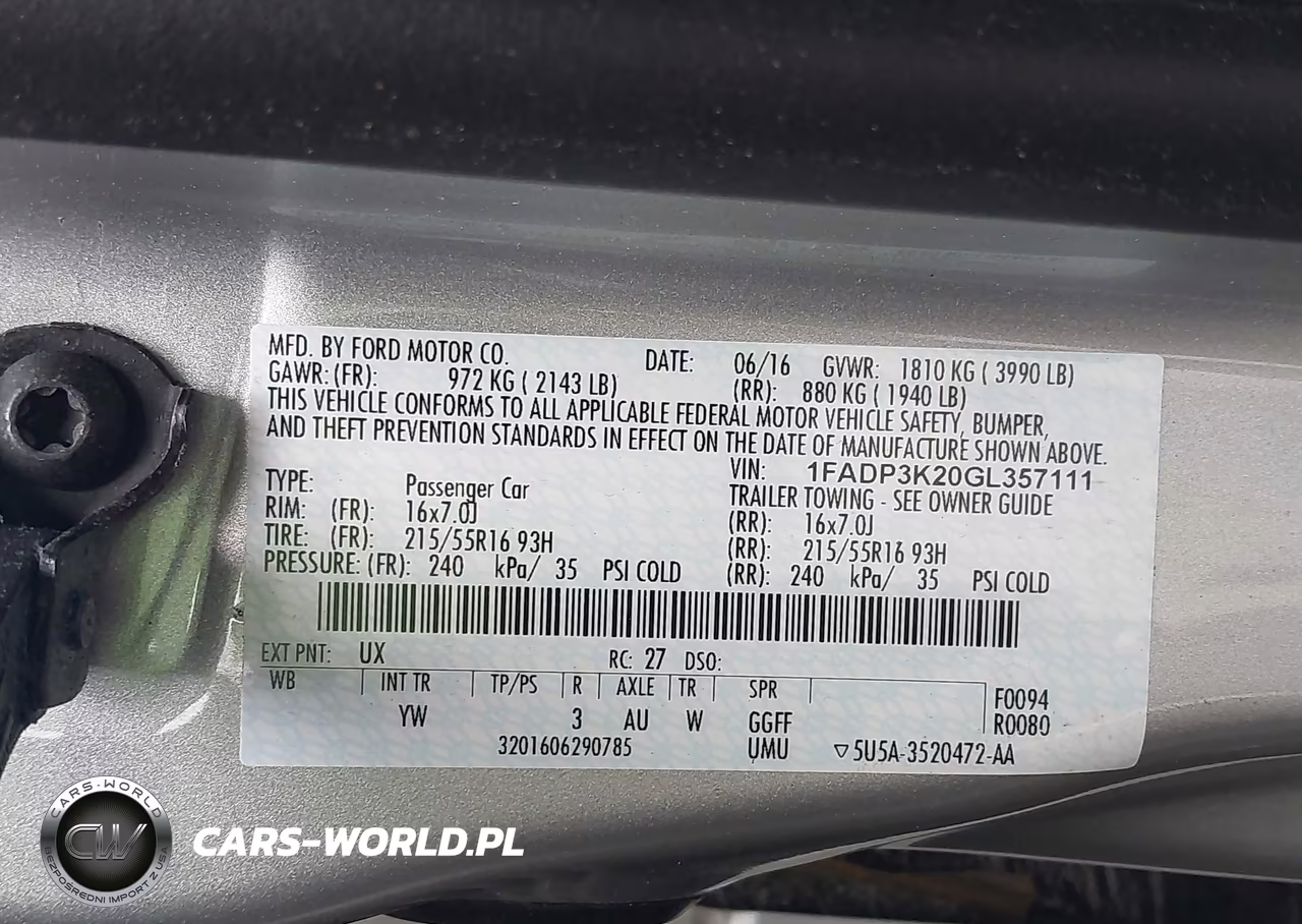 2016 Ford Focus Se VIN:1FADP3K20GL357111 - 9