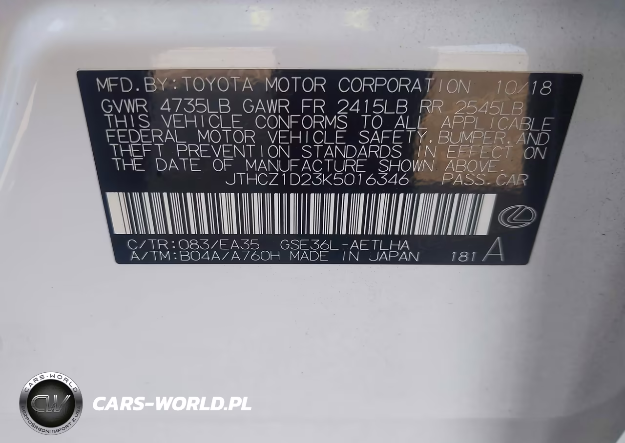 2019 Lexus Is 350 VIN:JTHCZ1D23K5016346 - 9