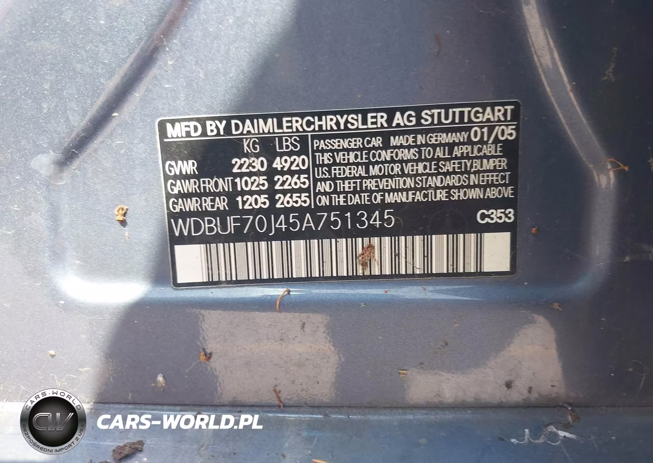 2005 Mercedes-Benz E 500 VIN:WDBUF70J45A751345 - 9