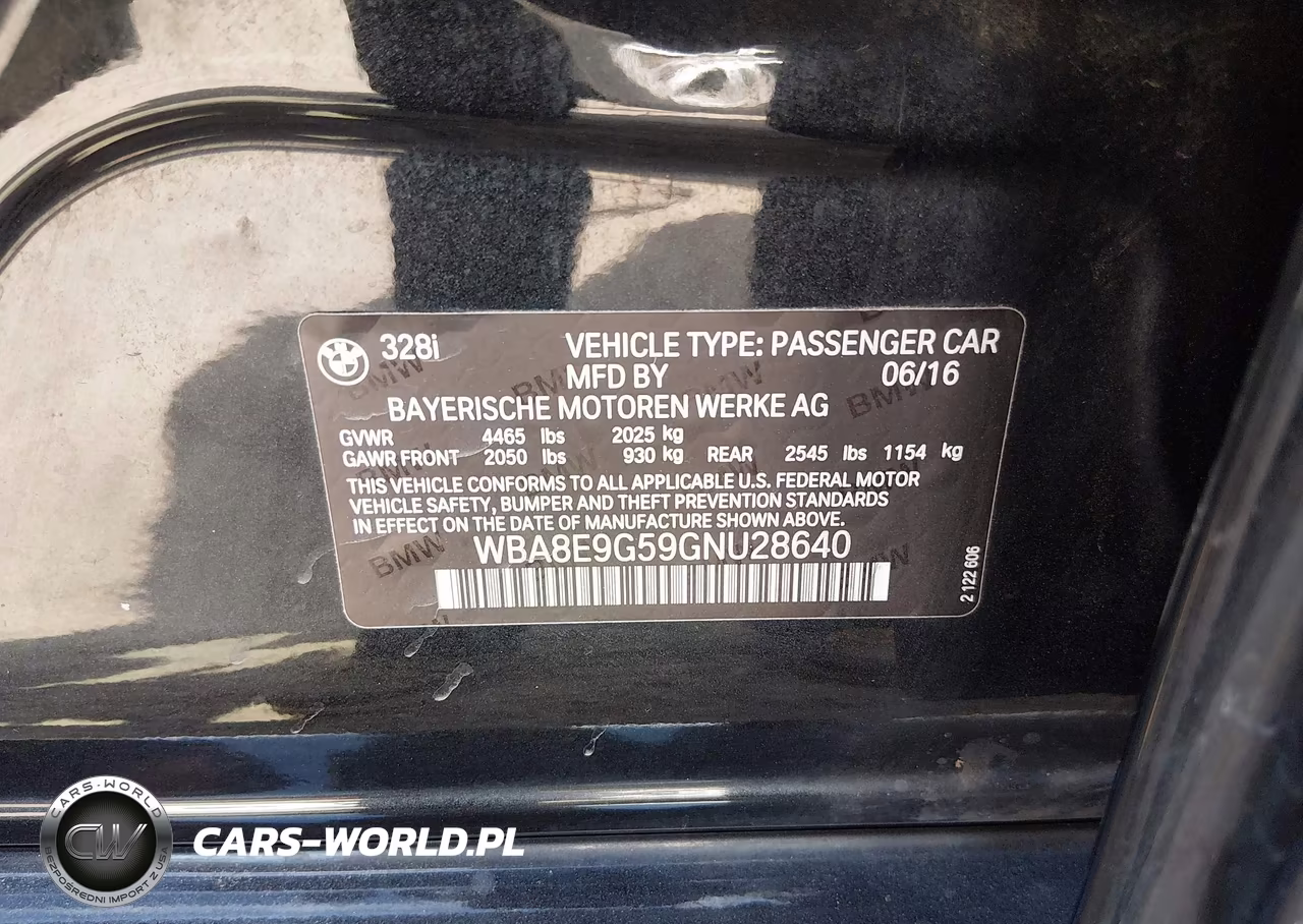 2016 BMW 328I VIN:WBA8E9G59GNU28640 - 9