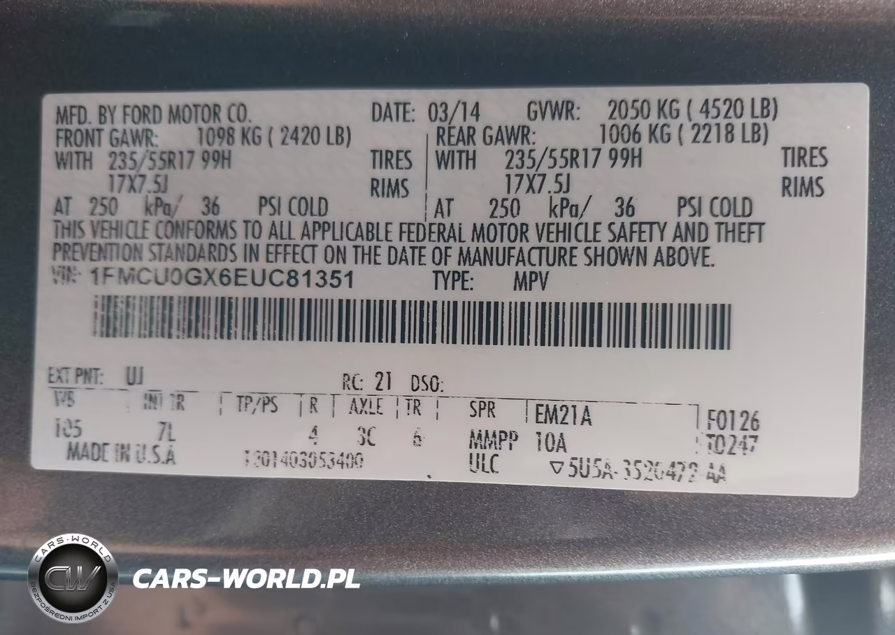 2014 Ford Escape Se VIN:1FMCU0GX6EUC81351 - 9