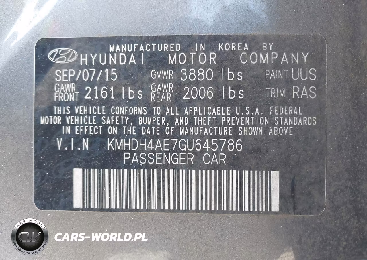 2016 Hyundai Elantra Se VIN:KMHDH4AE7GU645786 - 9