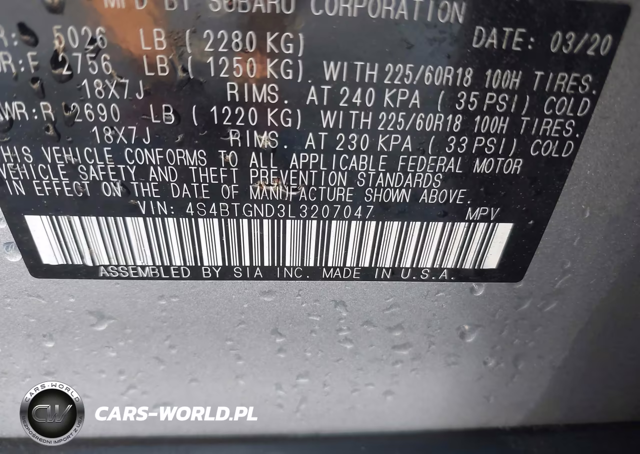 2020 Subaru Outback Limited Xt VIN:4S4BTGND3L3207047 - 9
