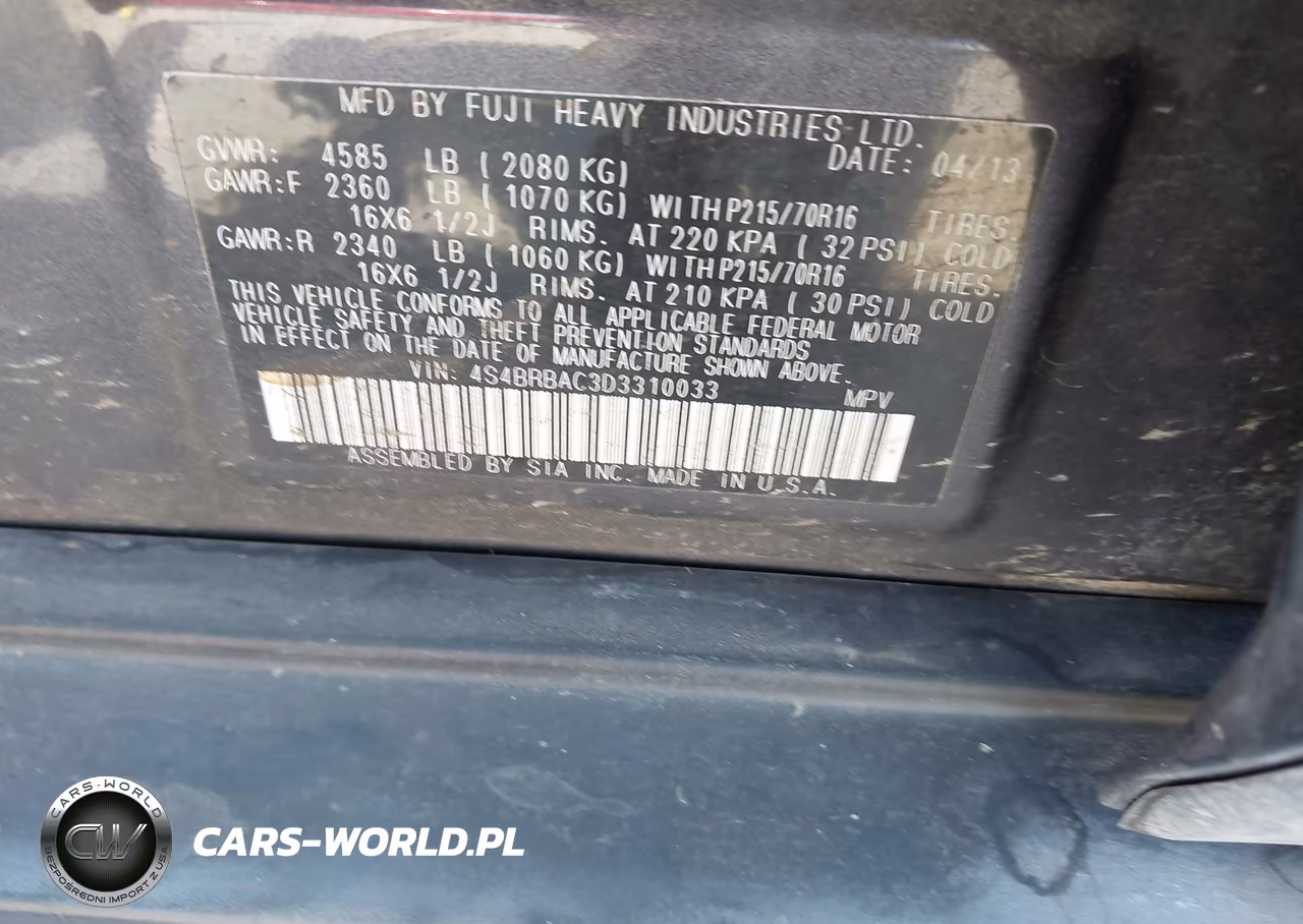 2013 Subaru Outback 2.5I VIN:4S4BRBAC3D3310033 - 9