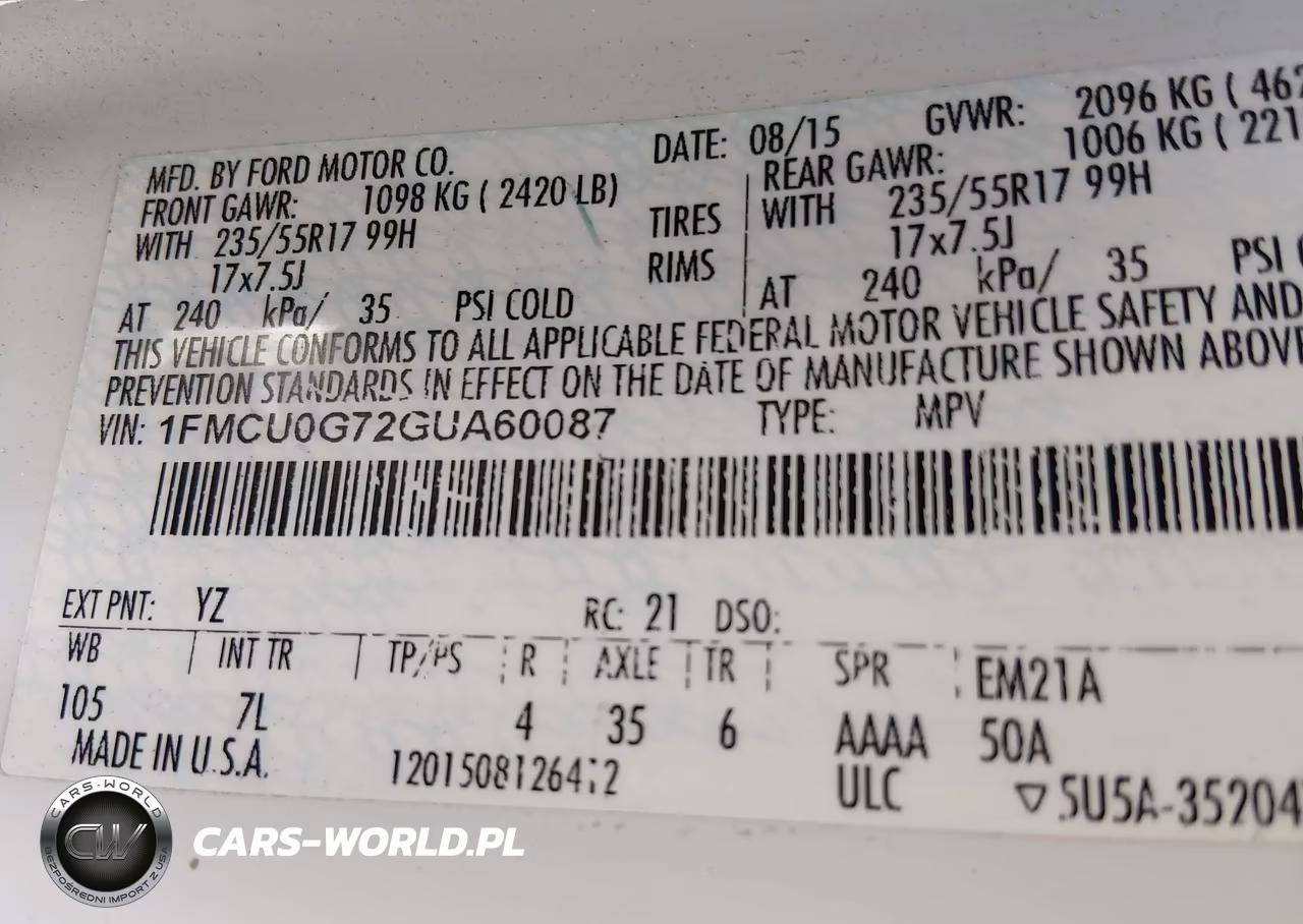 2016 Ford Escape Se VIN:1FMCU0G72GUA60087 - 9