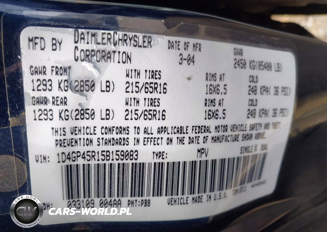 2005 Dodge Caravan Sxt VIN:1D4GP45R15B159083 - 9