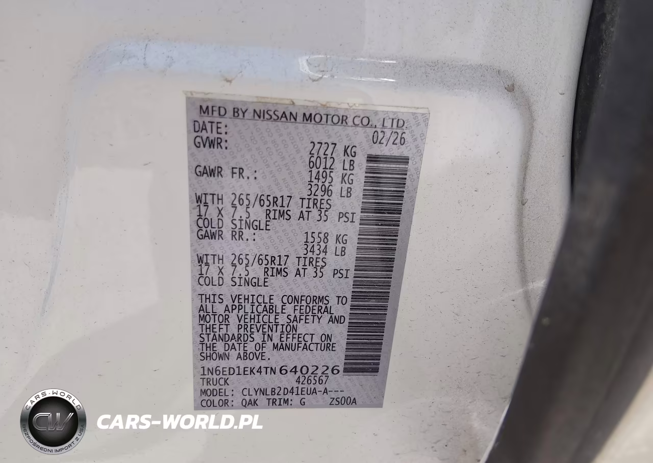2026 Nissan Frontier Sv 4X4 VIN:1N6ED1EK4TN640226 - 9