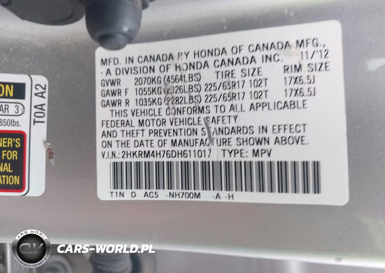 2013 Honda Cr-V Ex-L VIN:2HKRM4H76DH611017 - 9
