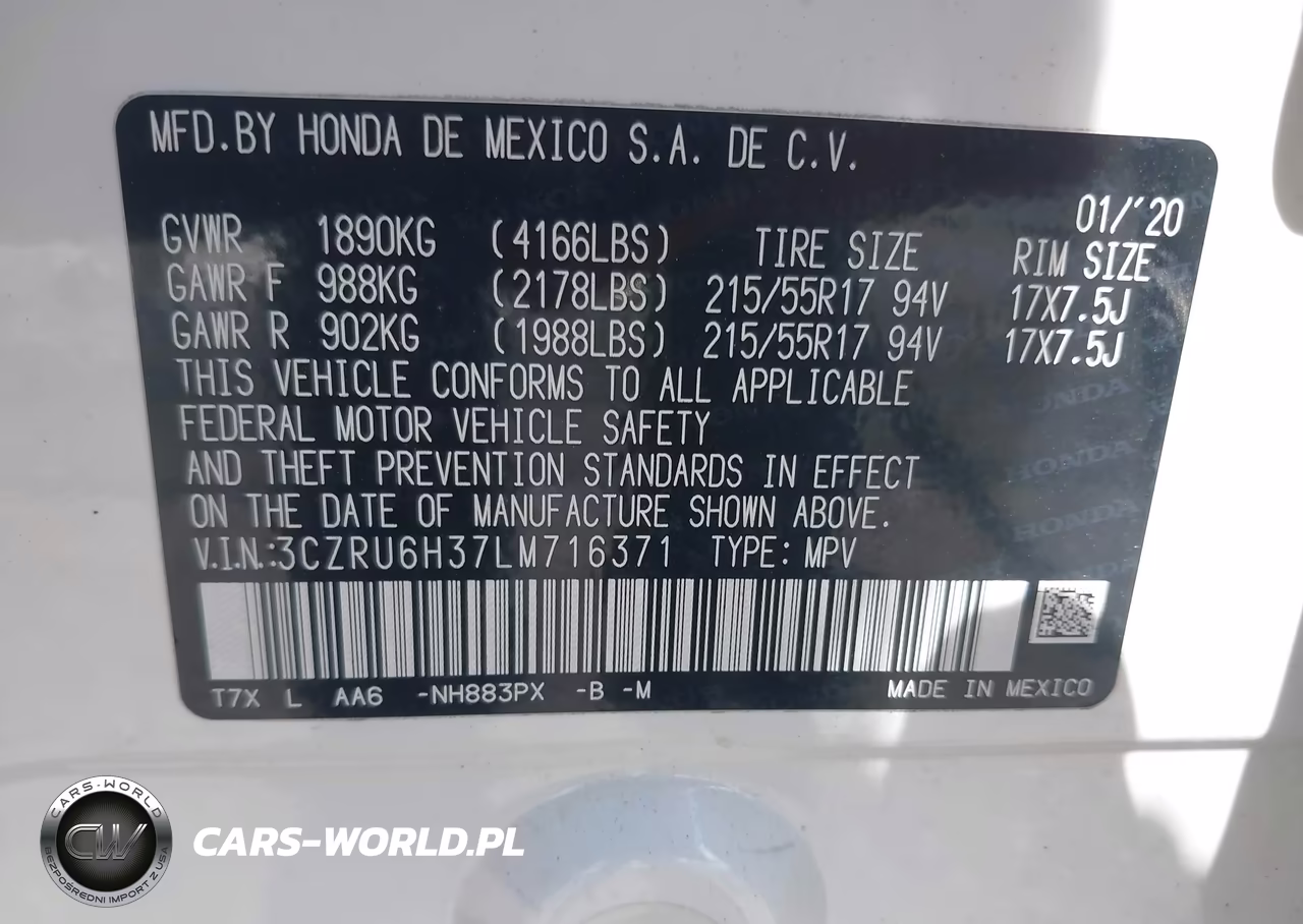 2020 Honda Hr-V Awd Lx VIN:3CZRU6H37LM716371 - 9