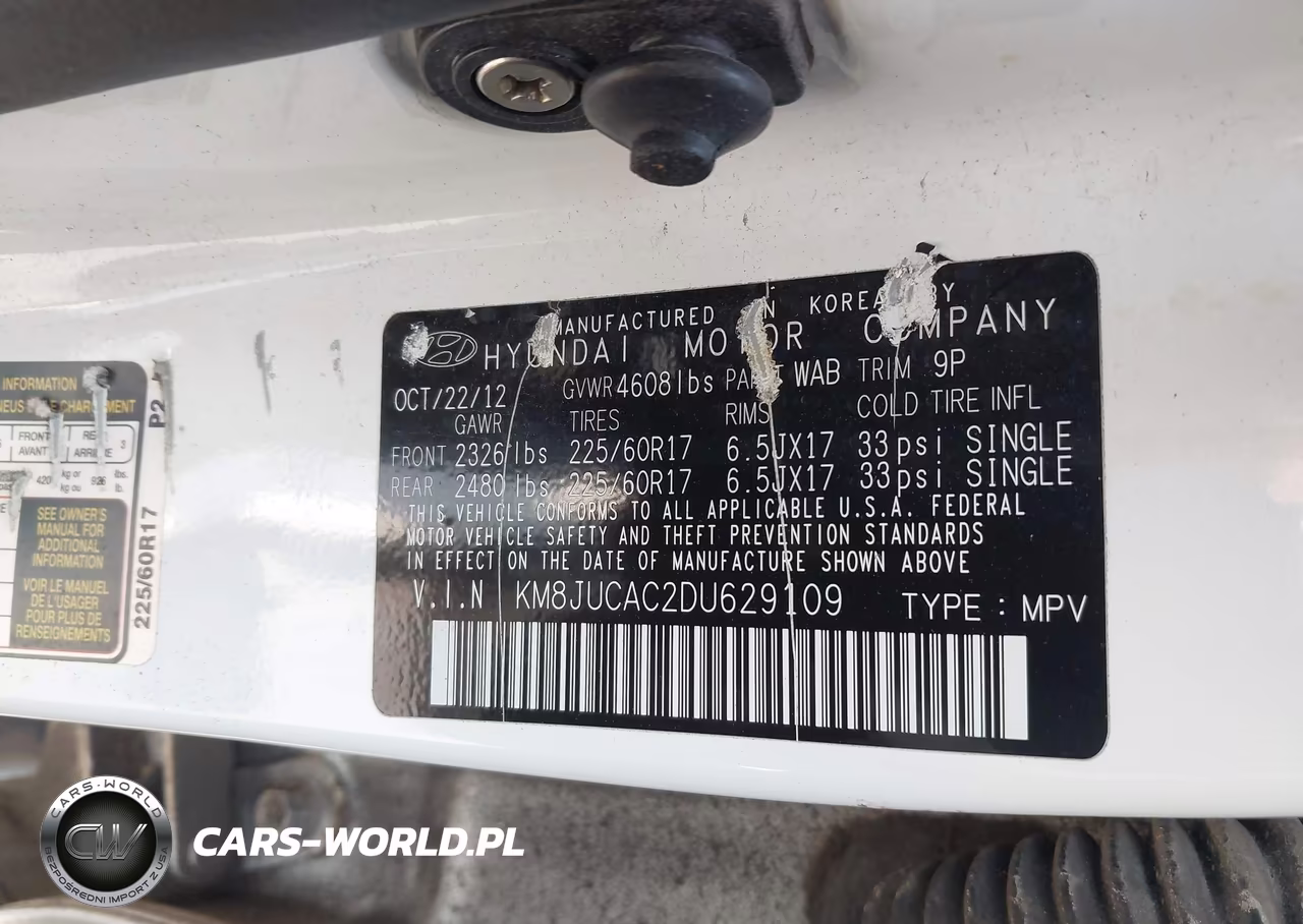 2013 Hyundai Tucson Gls VIN:KM8JUCAC2DU629109 - 9