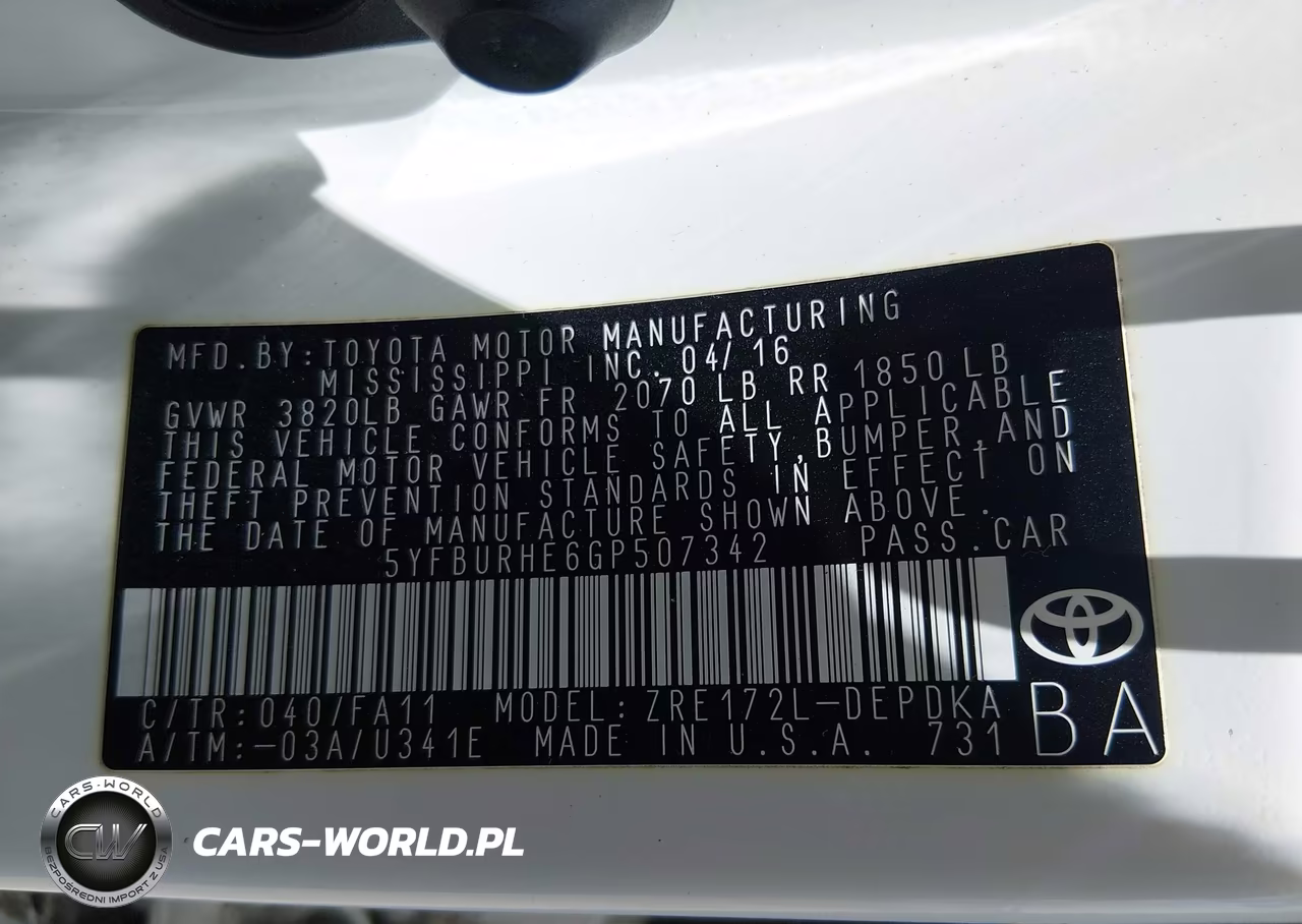 2016 Toyota Corolla L VIN:5YFBURHE6GP507342 - 9