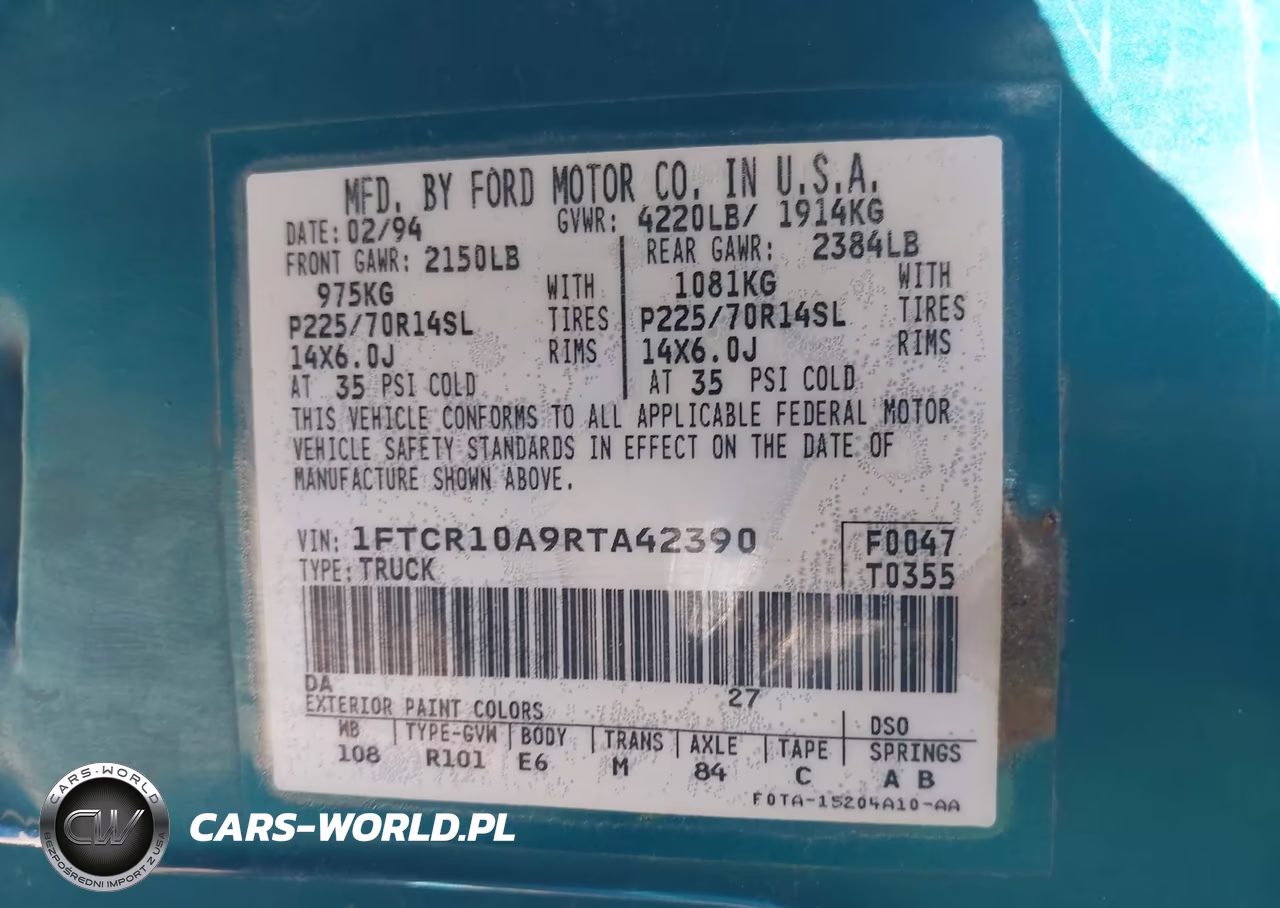 1994 Ford Ranger VIN:1FTCR10A9RTA42390 - 9
