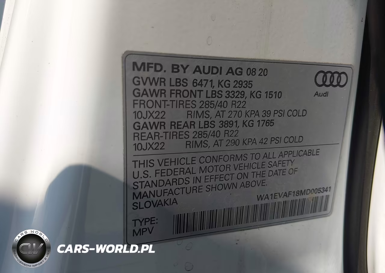 2021 Audi Q8 Premium Plus 55 Tfsi Quattro Tiptronic VIN:WA1EVAF18MD005341 - 9