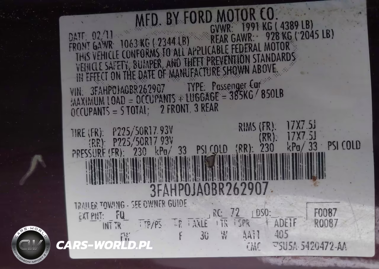 2011 Ford Fusion Sel VIN:3FAHP0JA0BR262907 - 9
