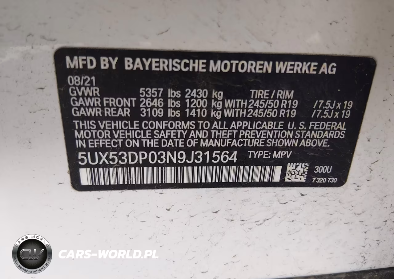 2022 BMW X3 xDrive30I VIN:5UX53DP03N9J31564 - 9