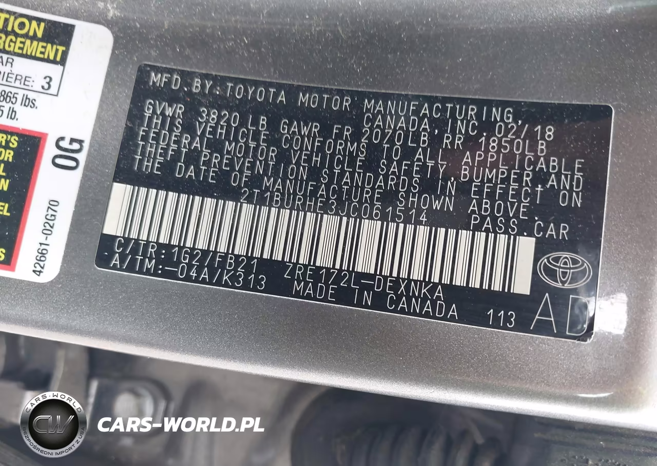 2018 Toyota Corolla Le VIN:2T1BURHE3JC061514 - 9