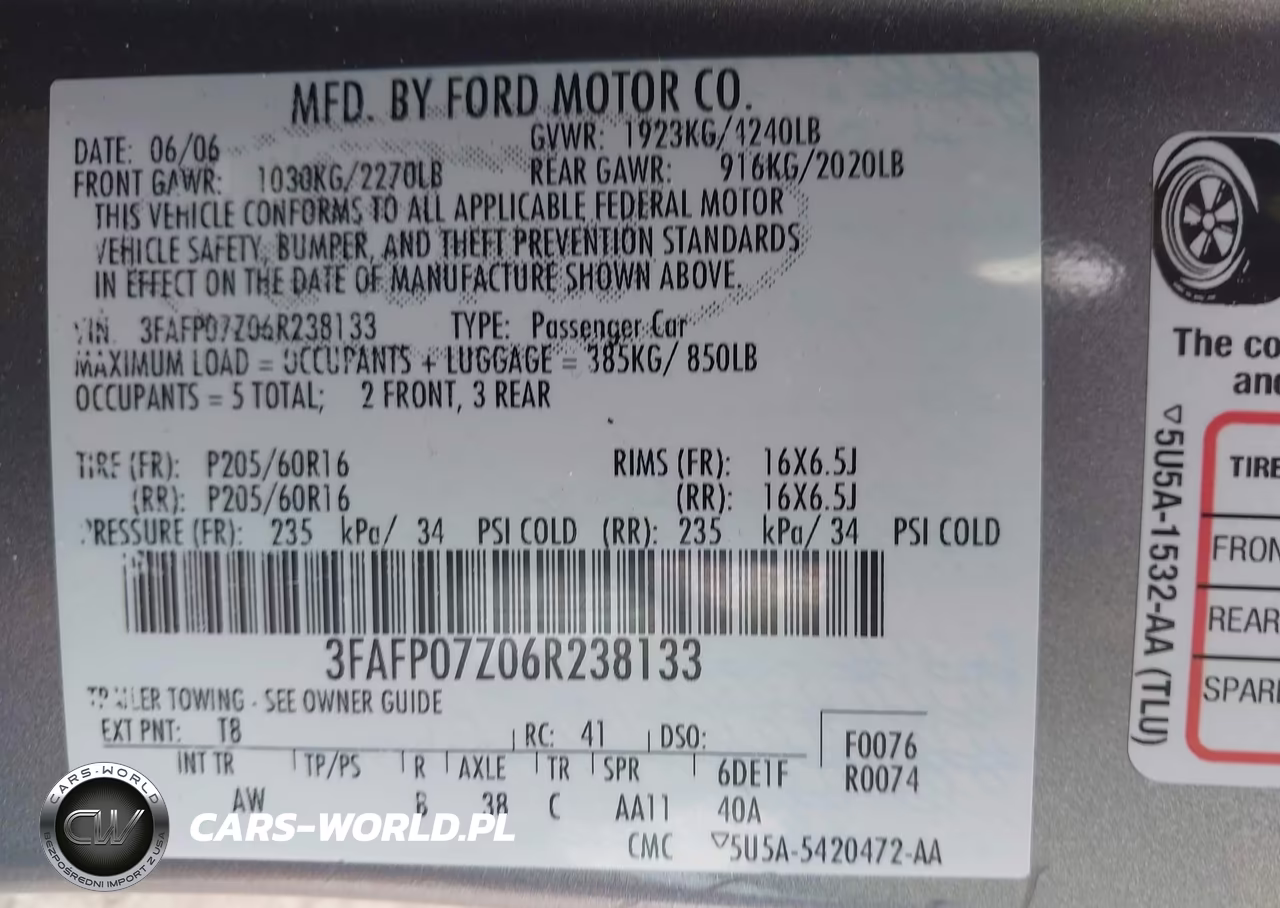 2006 Ford Fusion Se VIN:3FAFP07Z06R238133 - 9