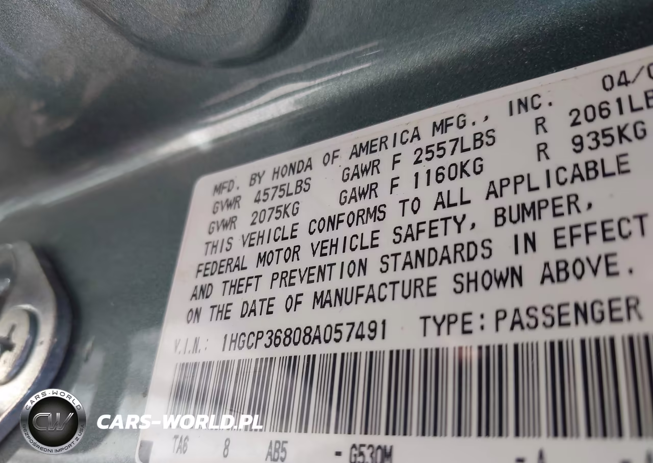 2008 Honda Accord 3.5 Ex-L VIN:1HGCP36808A057491 - 9