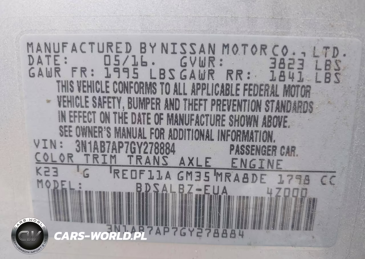2016 Nissan Sentra S VIN:3N1AB7AP7GY278884 - 9