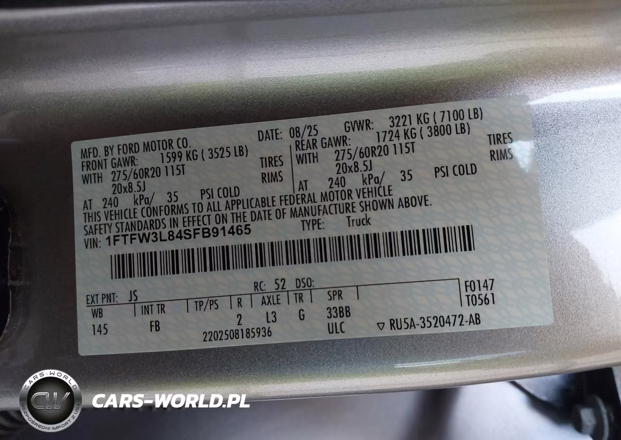 2025 Ford F-150 Xlt VIN:1FTFW3L84SFB91465 - 9