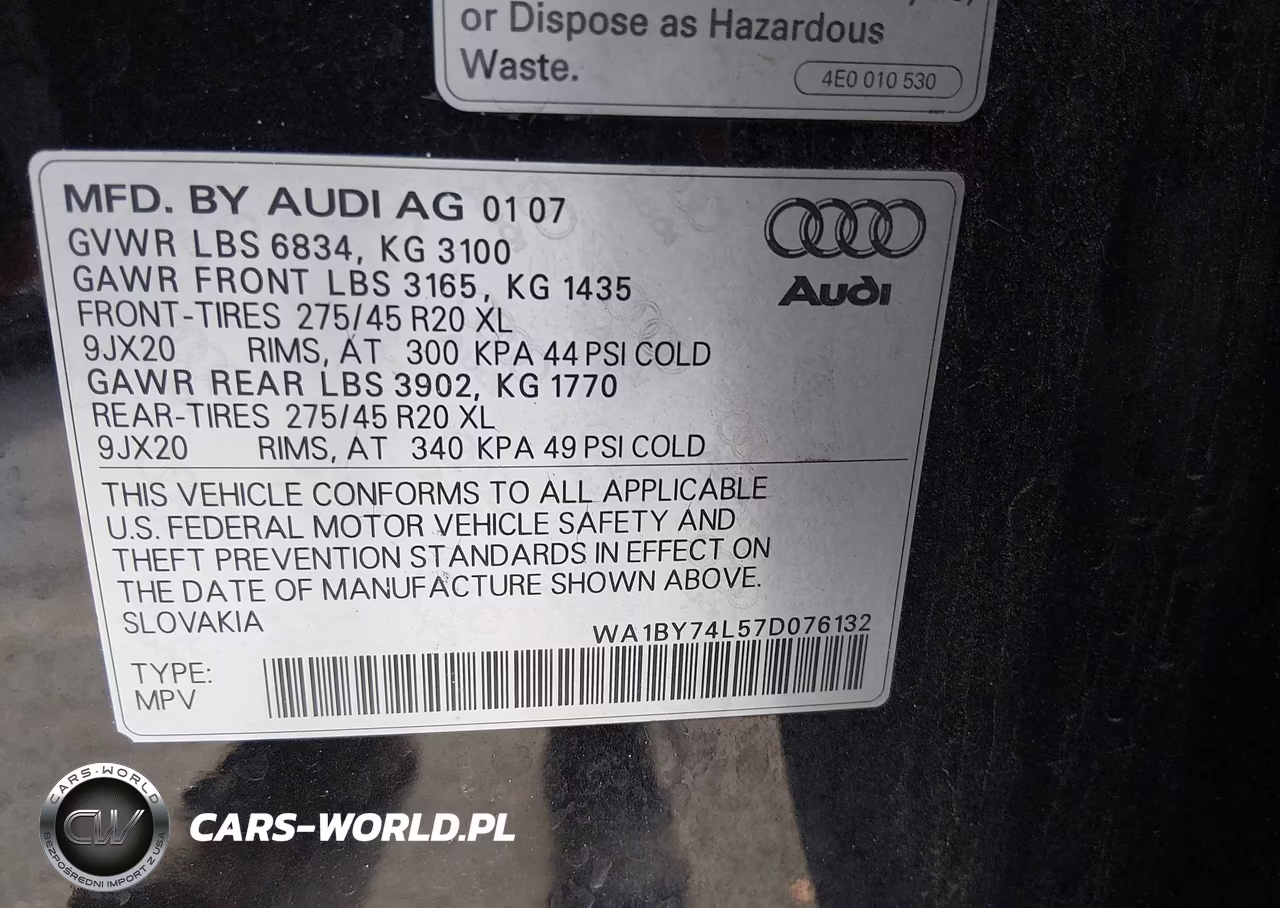 2007 Audi Q7 3.6 Premium VIN:WA1BY74L57D076132 - 9