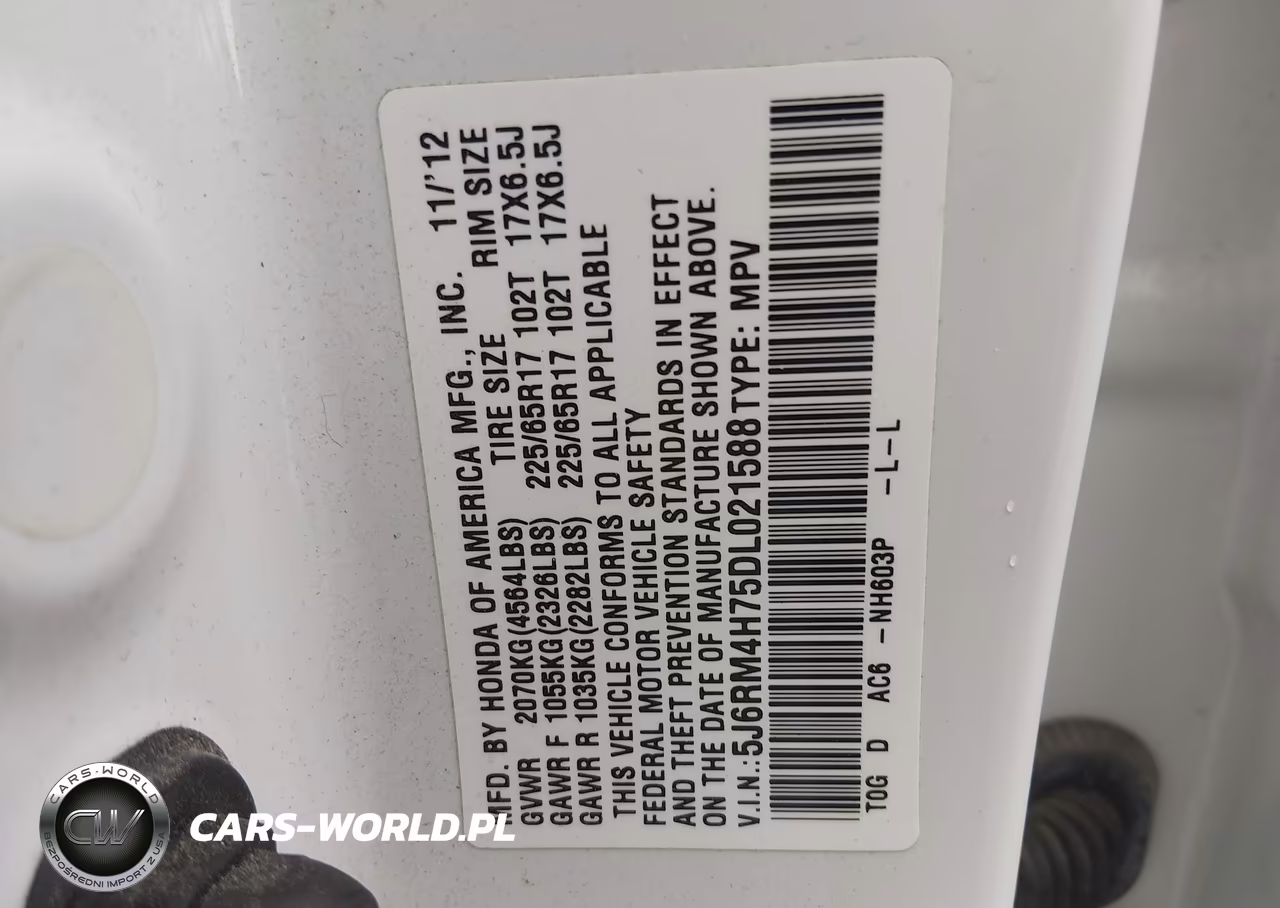 2013 Honda Cr-V Ex-L VIN:5J6RM4H75DL021588 - 9
