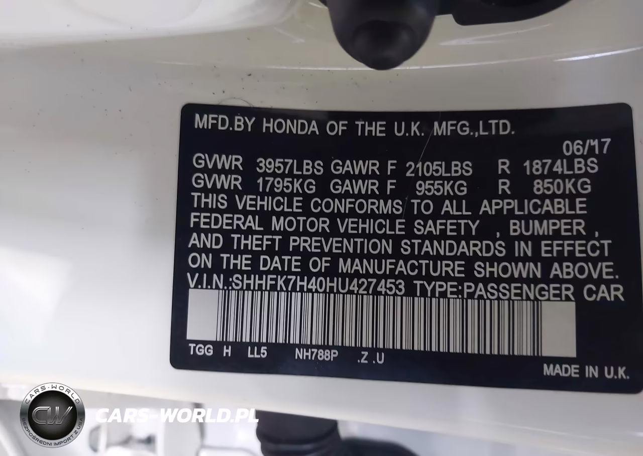 2017 Honda Civic Sport VIN:SHHFK7H40HU427453 - 9