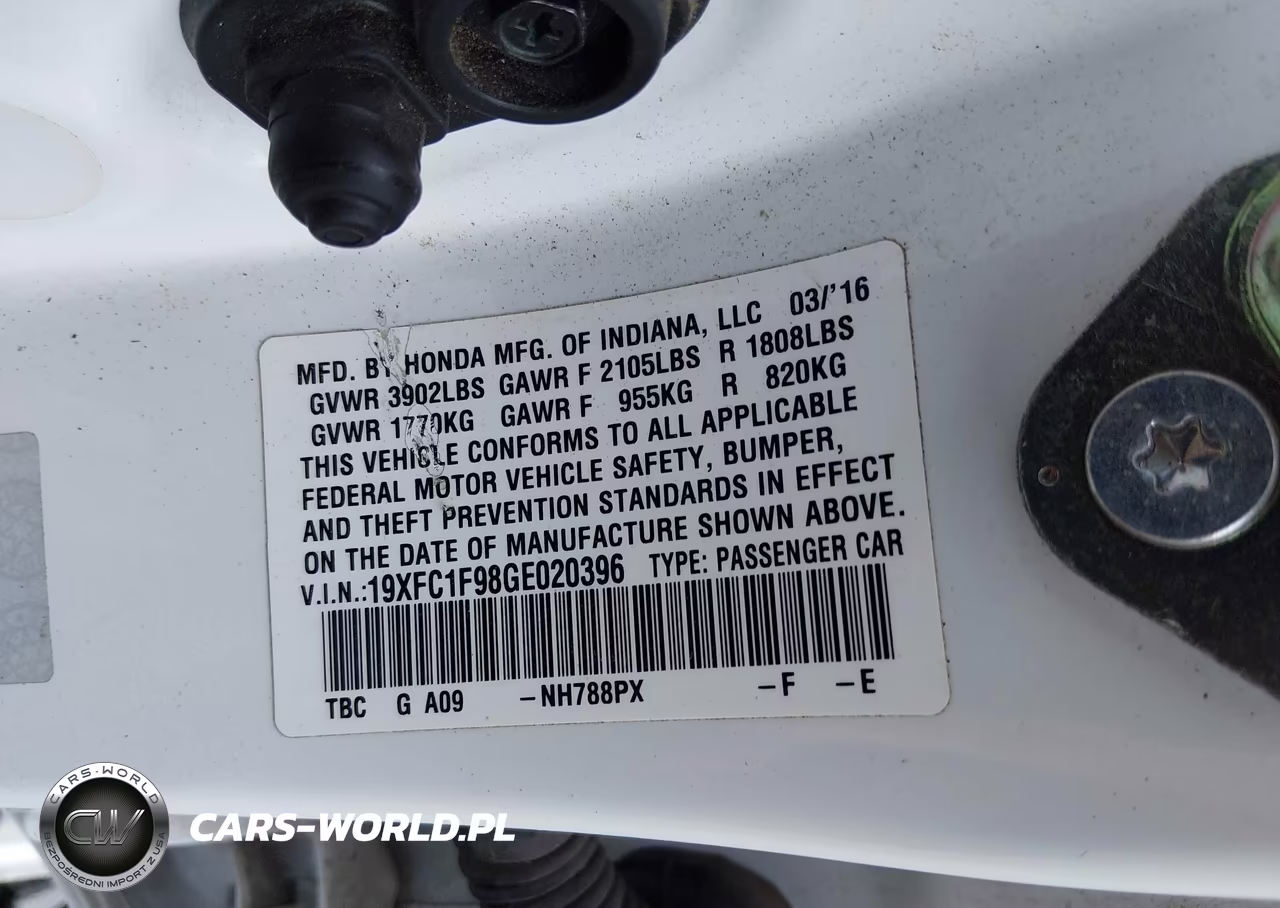 2016 Honda Civic Touring VIN:19XFC1F98GE020396 - 9