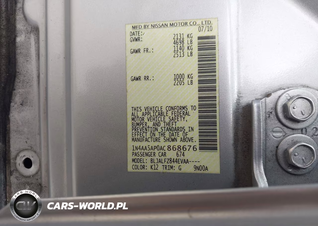 2010 Nissan Maxima 3.5 Sv VIN:1N4AA5AP0AC868676 - 9