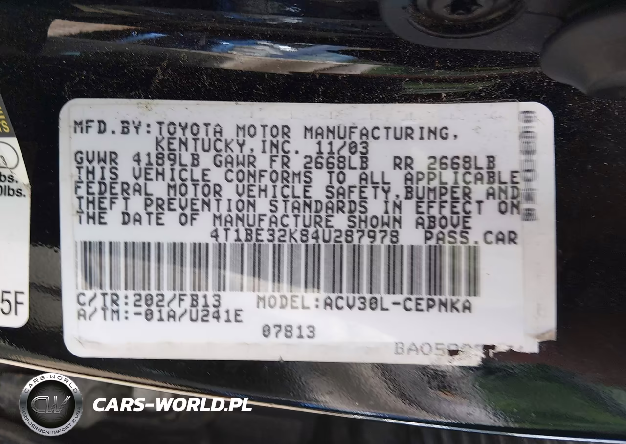 2004 Toyota Camry Le VIN:4T1BE32K84U287978 - 9