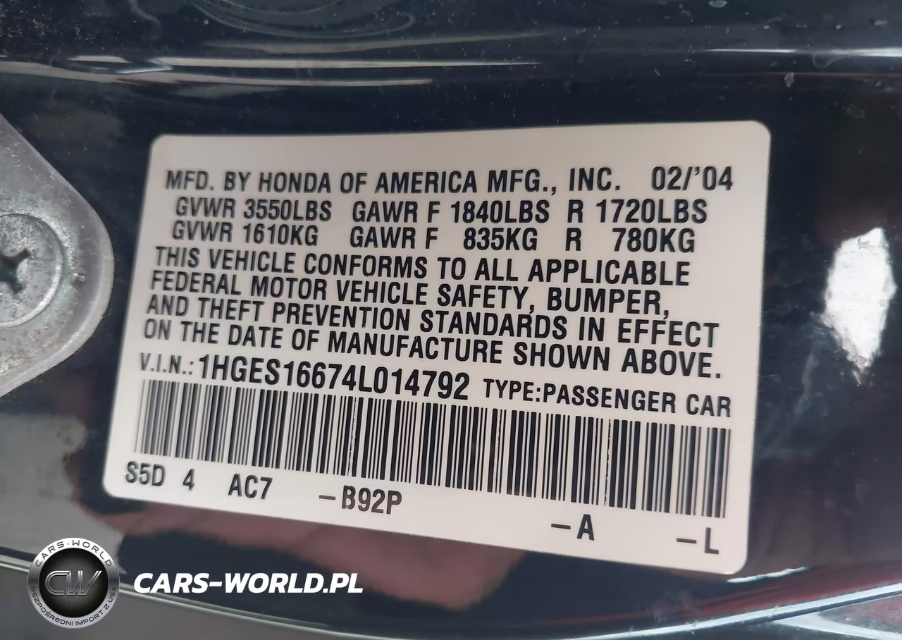 2004 Honda Civic Lx VIN:1HGES16674L014792 - 9